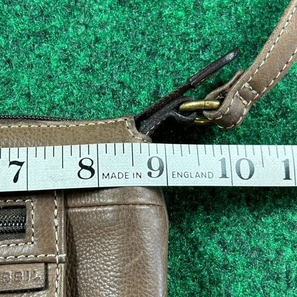 Fossil Front Zip Pocket Brown Leather Small Crossbody Bag Purse - Picture 8 of 9